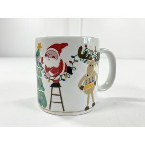 Vintage 1985 Avon‎ Christmas Lights Santa Reindeer Tree Coffee Mug Collectible